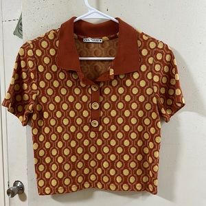 Zara geometric crop polo
